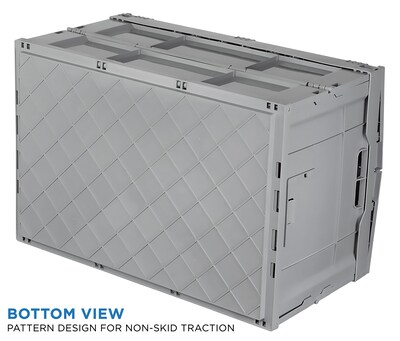 Mount-It! 68.68 Quart Folding Storage Crate with Hinged Lid, Plastic, Gray (MI-908)