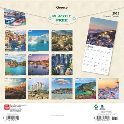 2025 BrownTrout Greece 12" x 12" Monthly Wall Calendar (9781975476151)