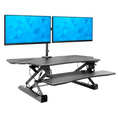 Mount-It! 47 W Manual Adjustable Standing Desk Converter with Dual Monitor Mount, Black (MI-8052)