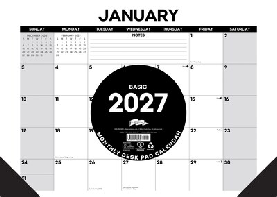 2027 Willow Creek Basic 17 x 12 Monthly Desk Pad Calendar, Assorted Colors (66430)