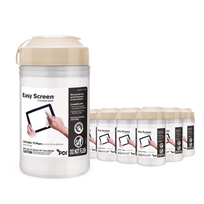 Easy Screen Cleaning Wipes, 70/Canister, 12 Canisters/Carton (P03672CT)