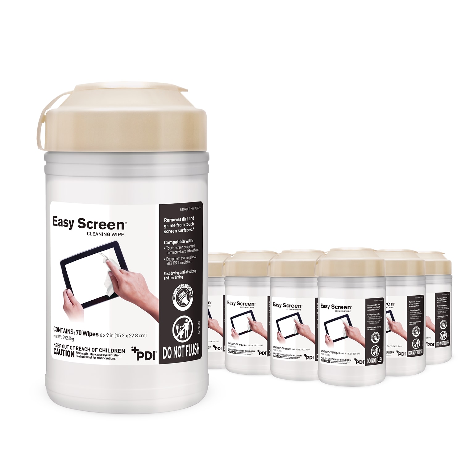 Easy Screen Cleaning Wipes, 70/Canister, 12 Canisters/Carton (P03672CT)