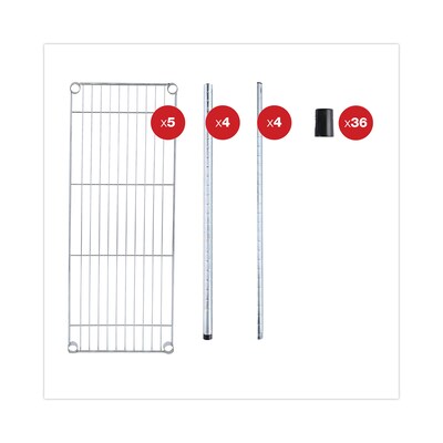 Alera® 4-Shelf Metal Shelving Unit, 36" Width, Silver (ALESW843614SR)