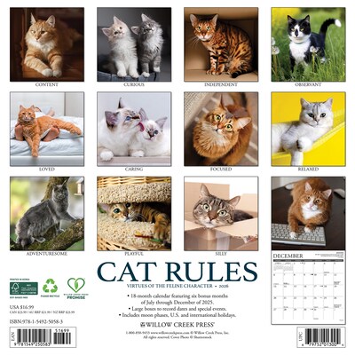 2026 Willow Creek Cat Rules 12 x 12 Monthly Wall Calendar (50583)