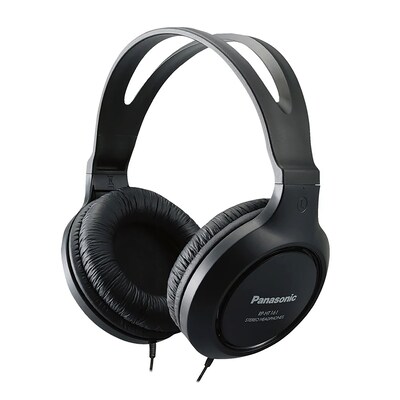 Panasonic Over-Ear Headphones with Microphone & XBS for Deep Bass, Black (RP-HT161M)