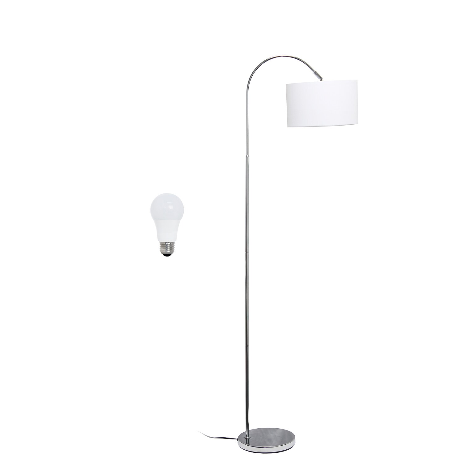 Creekwood Home Vista 66 Brushed Nickel Floor Lamp with Drum Shade, White (CWF-3006-WH-LB)