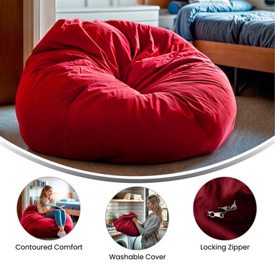 Flash Furniture Cotton Twill Bean Bag Chair, Red (DGBEANLGSLDRD)