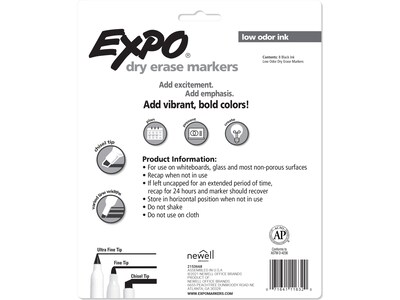 Expo Dry-Erase Markers, Chisel Tip, Black, 8/Pack (1980443)