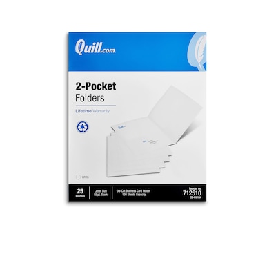 Quill Brand® 2-Pocket Folders, White, 25/Box (712510)