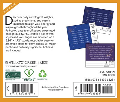 2027 Willow Creek Astrology 6.2 x 5.4 Daily Day-to-Day Calendar, Assorted Colors (63231)
