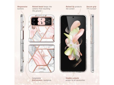 i-Blason Cosmo Marble Pink Snap Case for Samsung Galaxy Z Flip4 (Galaxy2022-ZFlip4-5G-Cosmo-Marble)