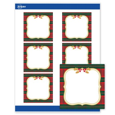 Avery Square Multipurpose Labels, 3 x 3, White, 60/Pack (19479370518)
