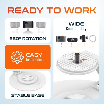 Delton 12D Projector Stand with 360° Rotating Base, White (DPS12D)