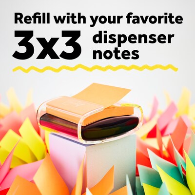 Post-it Pop-Up Notes Dispenser for 3" x 3" Notes, Black/Clear (WD-330-BK)