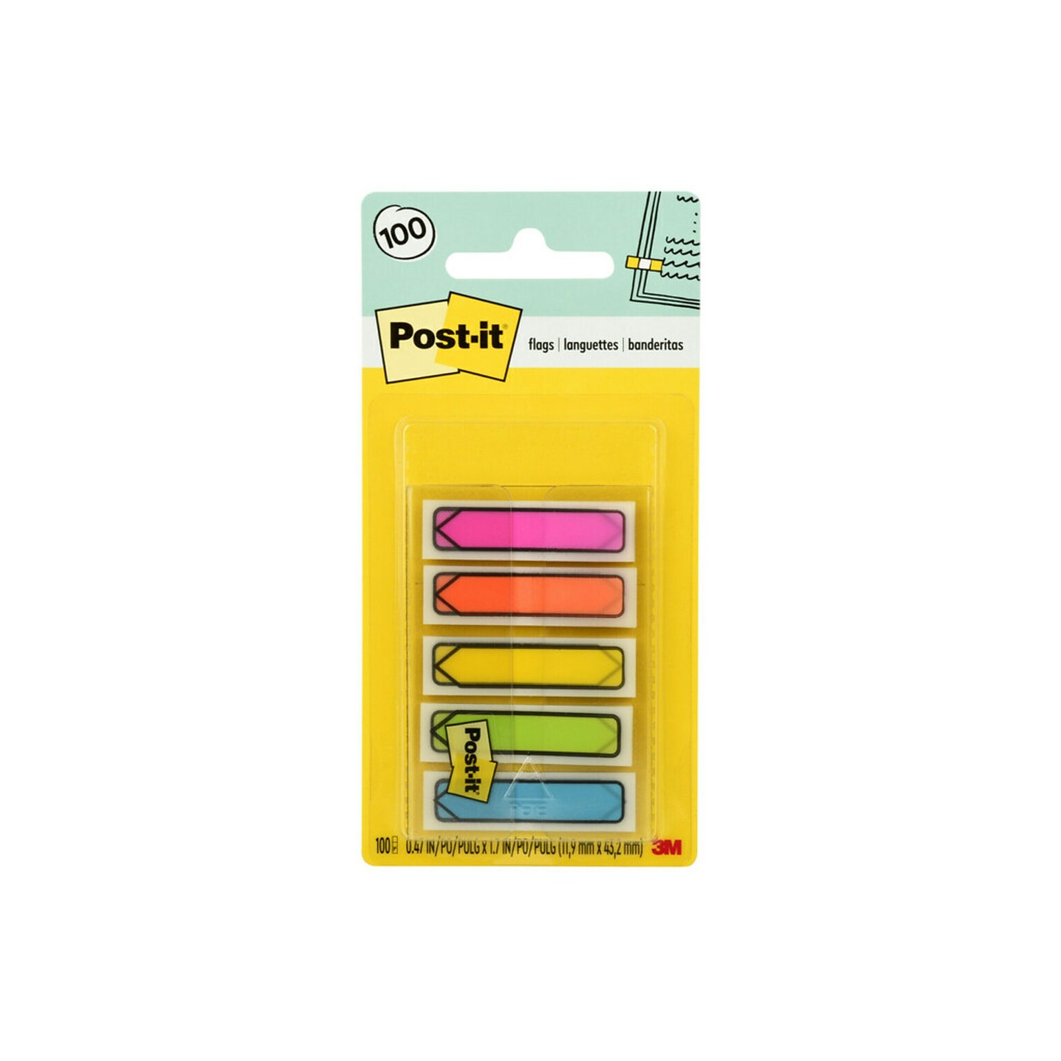 Post-it Arrow Flags, .47 Wide, Assorted Colors, 100 Flags/Pack (684-ARR2)