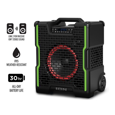 ION Block Rocker Icon Bluetooth All-Terrain Portable Speaker, Water Resistant, Black (IONBLCKRCKRX)