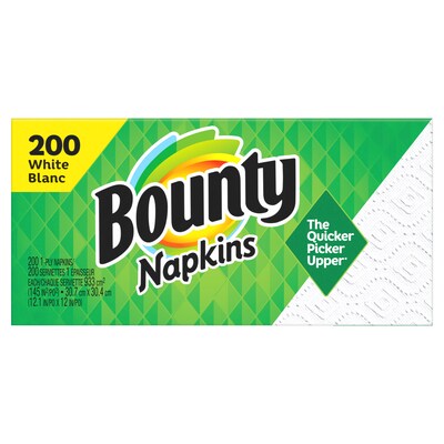 Bounty Quilted Napkin, 1-ply, White, 200 Napkins/Pack (34885.)