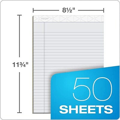 TOPS Prism+ Notepads, 8.5" x 11.75", Wide, Gray, 50 Sheets/Pad, 12 Pads/Pack (TOP63160)