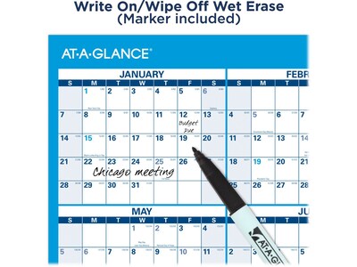 2024 AT-A-GLANCE 36 x 24 Yearly Wet-Erase Wall Calendar, Reversible, Blue (PM200-28-24)