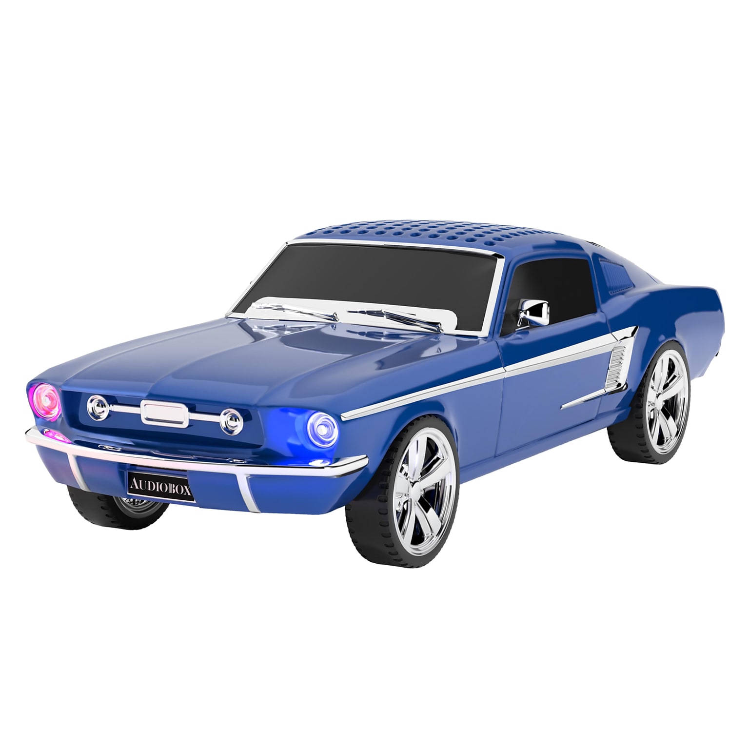 Audiobox Retro Ride Wireless Bluetooth Classic-Muscle-Car Speaker with WaveSync & Lights, Blue (TRK-6500BT)