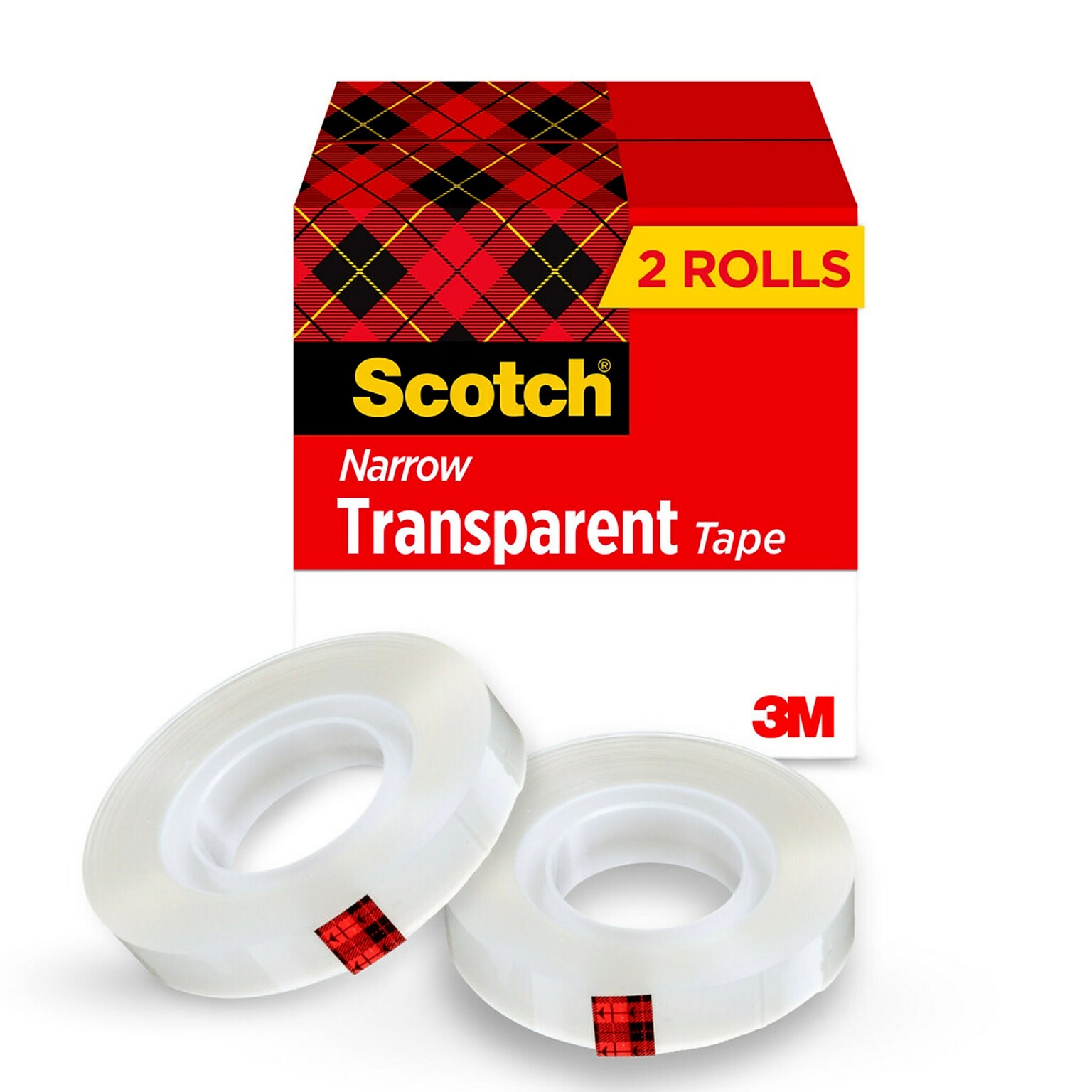 Scotch Transparent Clear Tape Refill, 0.5 x 36 yds., 1 Core, Clear, 2 Rolls/Pack (600H2)