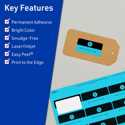 Avery Rectangle Multipurpose Labels, 1-13/16 x 2-3/16, Bright Blue, 480/Pack (94233)