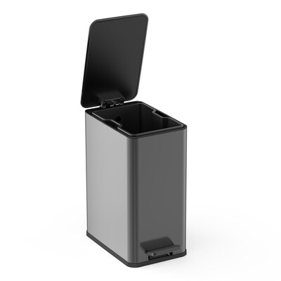 NineStars Stainless Steel Indoor Step-On Trash Can, 2.6 Gallons, Black (XZD-10-88BK)