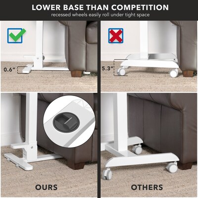 Mount-It! Foldable Rolling Overbed Table, 26.75"W, White (MI-8046)