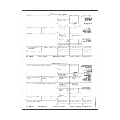 TOPS 1099R Tax Form, 1 Part, Recipients Record - Copy C, White, 8 1/2 x 11, 100 Sheets Per Pack (LRRECC2)