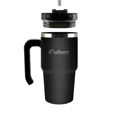 Outdoors Professional Stainless Steel Double-Walled Vacuum Insulated Tumbler with Straw, 20 oz., Black (OUTD6069)