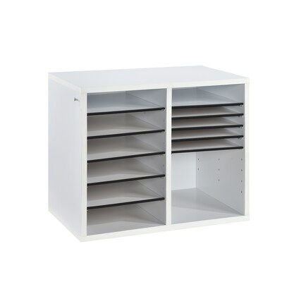 AdirOffice 500 Series 12-Compartment Literature Organizers, 20" x 11.8", White, 2/Pack (500-12-WHI-2PK)
