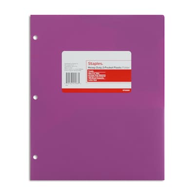 Staples® 3-Hole Punched 2-Pocket Portfolios, Purple (52809)