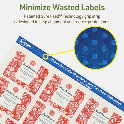 Avery Dissolvable Rectangle Multipurpose Labels, 2" x 2-5/8", Off-white, 150/Pack (94235)