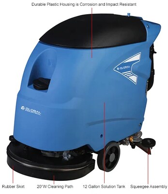 Global Industrial Electric Walk-Behind Auto Floor Scrubber, 20" Cleaning Path (261990)
