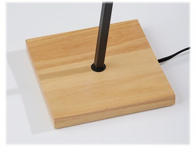 Adesso Wren 60.75" Matte Black/Natural Wood Floor Lamp w/o Shade (3847-01)