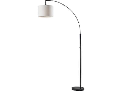 Adesso Bowery 73.5 Black Marble Floor Lamp with Drum Taupe Shade (4249-01)