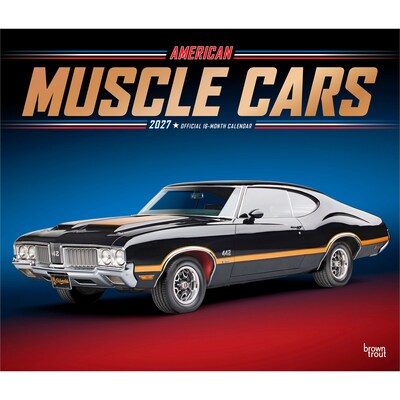 2027 BrownTrout American Muscle Cars 14 x 12 Monthly Wall Calendar, Assorted Colors (9798330712885)