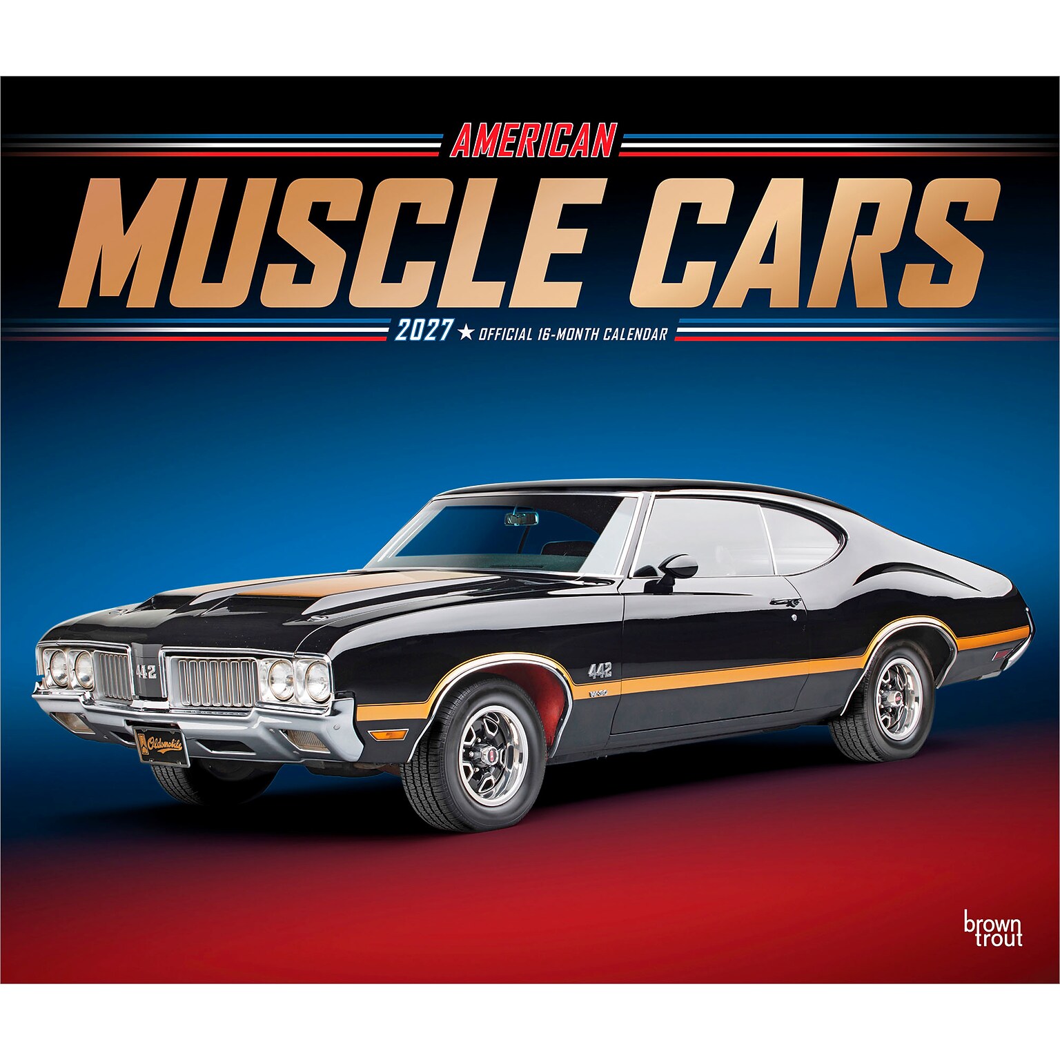 2027 BrownTrout American Muscle Cars 14 x 12 Monthly Wall Calendar, Assorted Colors (9798330712885)