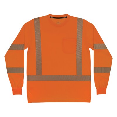 Ergodyne GloWear 8370 High Visibility Long Sleeve T-Shirt, ANSI Type R Class 3, Orange, 3XL (22267)
