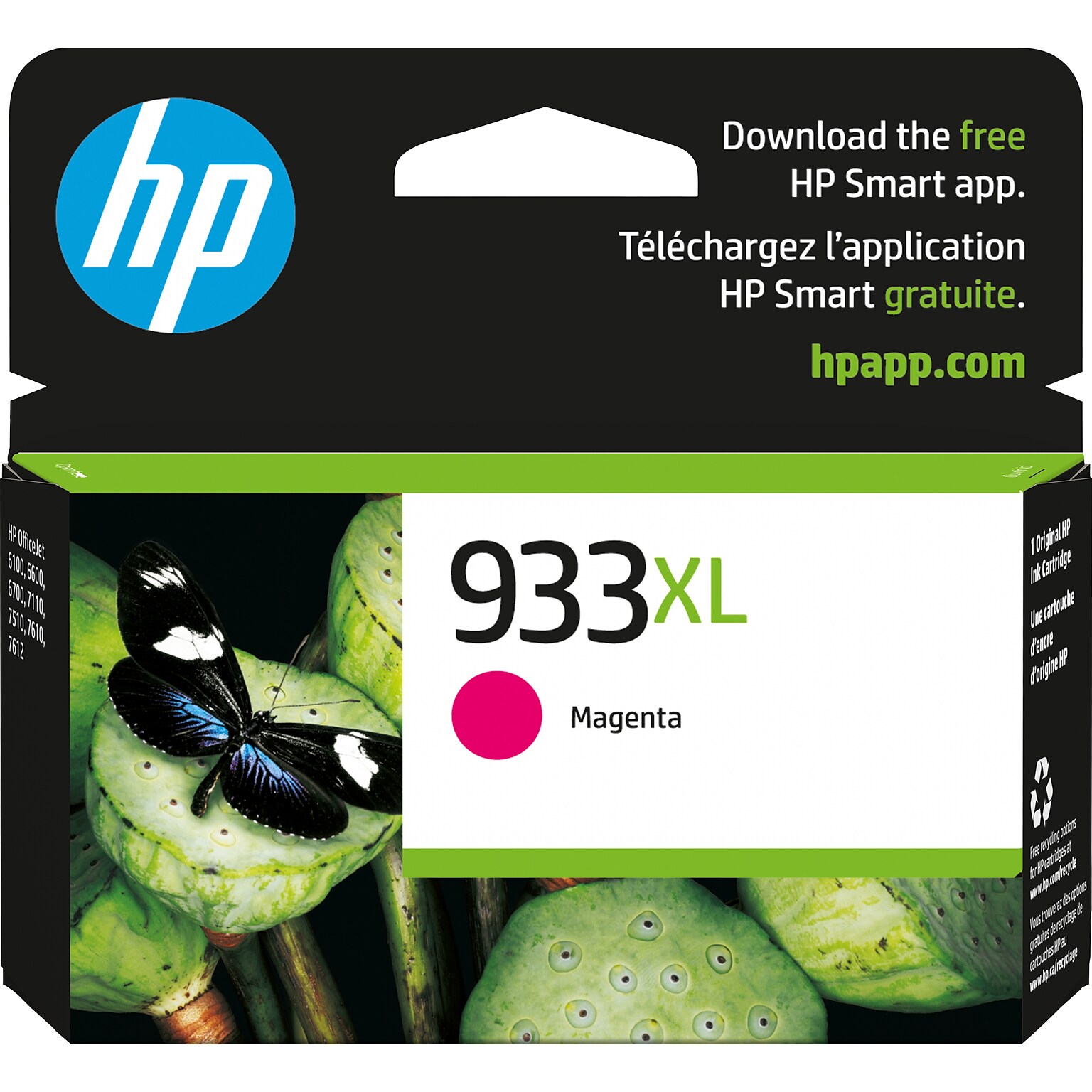 HP 933XL Magenta High Yield Ink Cartridge, Prints Up to 825 Pages (CN055AN#140)