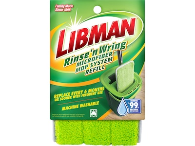 Libman Rinse n Wring Microfiber 13 Mop Pad Refill, Green, 6/Pack (1676)
