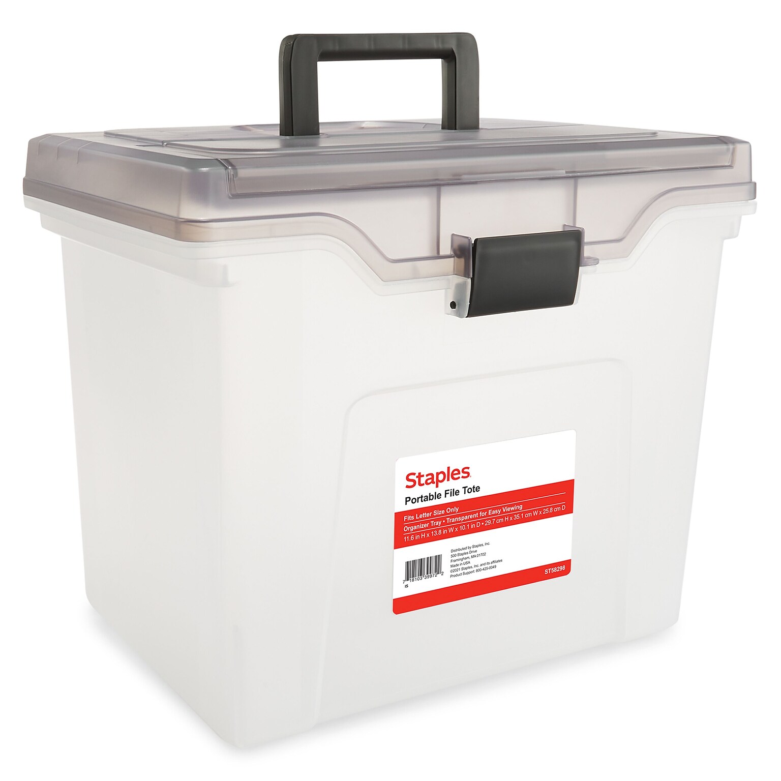 Staples Portable File Tote, Letter Size, Clear (TR58298)