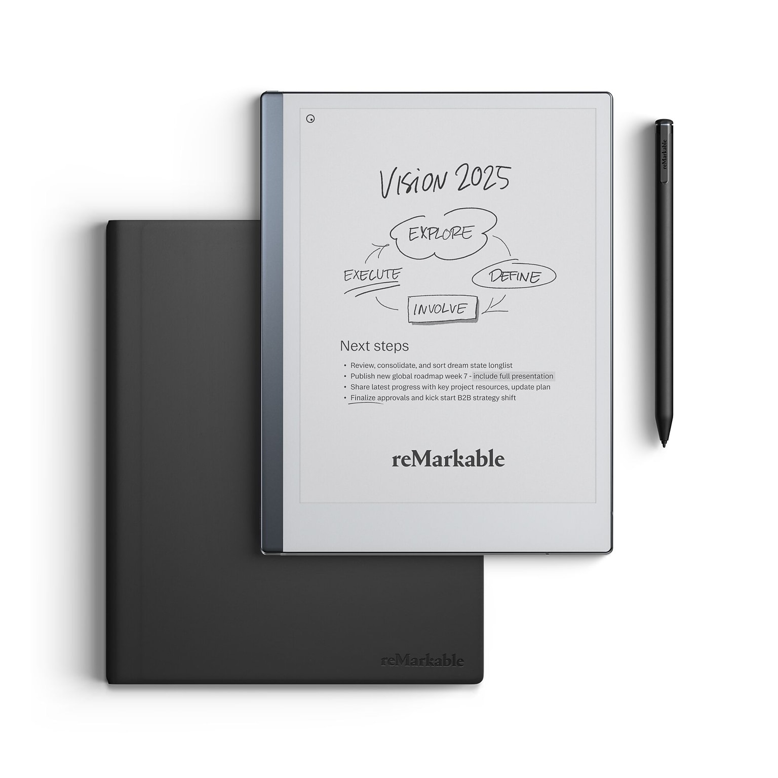 reMarkable 2 10.3 Paper Tablet with Marker Plus and Premium Leather Book Folio, Silver (RM115M)