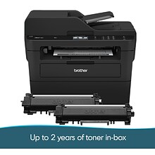 Brother MFC-L2750DW XL Bundle Wireless Black & White Laser All-In-One Printer, Refresh Subscription