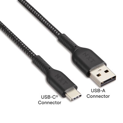 NXT Technologies™ 6 Ft. Braided USB-C to USB-A Cable, Black (NX60471)