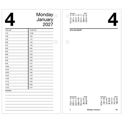 2027 AT-A-GLANCE 8 x 4.5 Daily Calendar Refill Pages, White/Black (E210-50-27)
