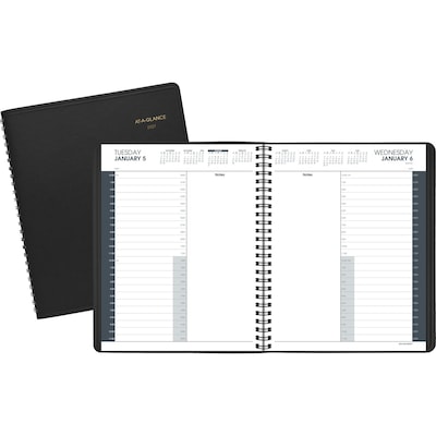2027 AT-A-GLANCE 8.5 x 11 Daily Appointment Book, Faux Leather Cover, Black (70-214-05-27)
