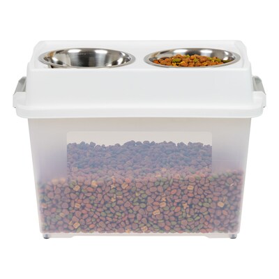 Iris 45 Quart Aitight Feeder Container with Lid, Plastic, White (585113)