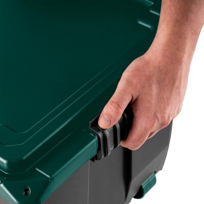 Remington Heavy-Duty Rolling 20 Gal. Storage Container with Latching Lid, Plastic, Black & Green, 2/Pack (500511)