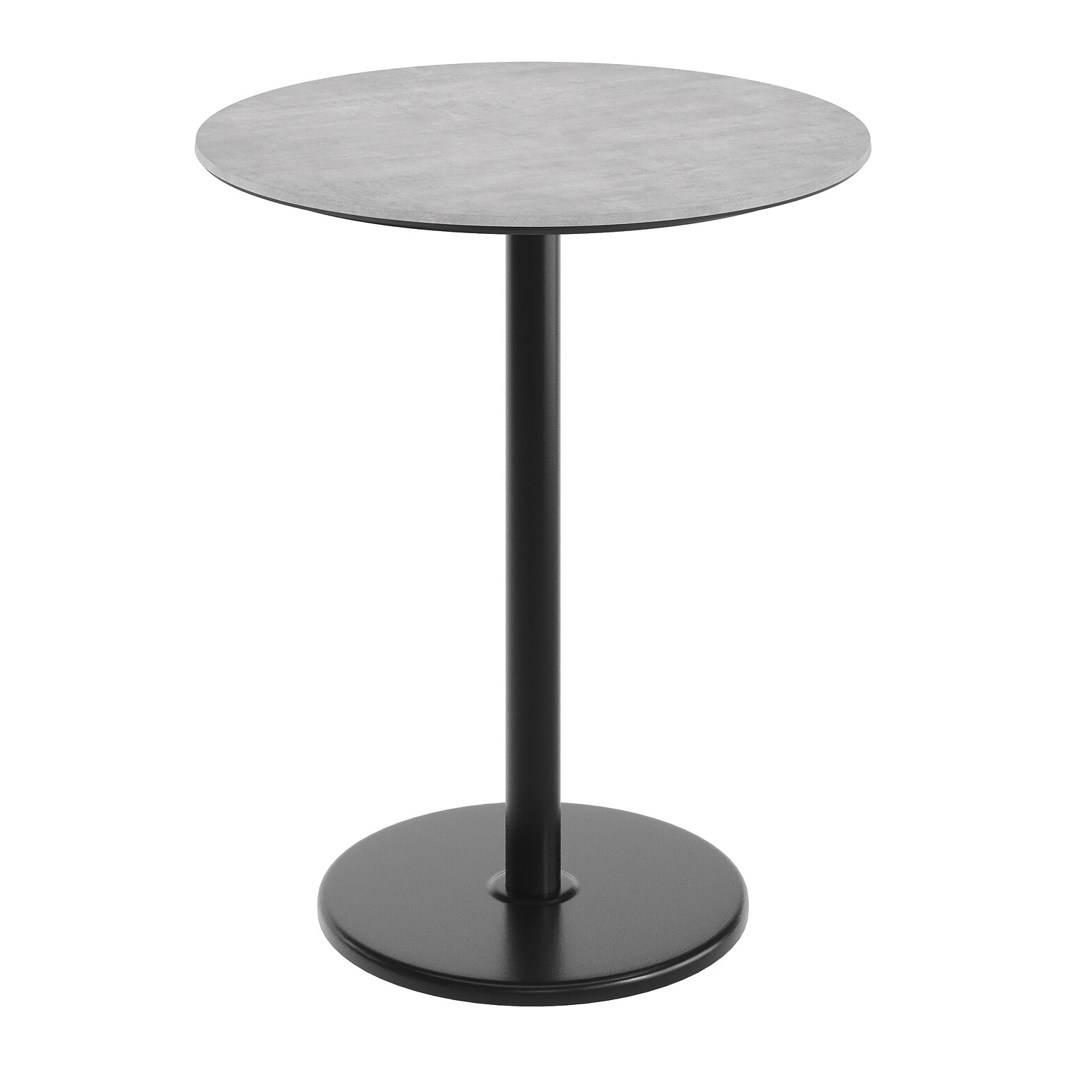 Flash Furniture Acadia 36 Round Wooden Dining Table with Round Base, Gray Faux Concrete/Black Base (STRD36CGTR24B)
